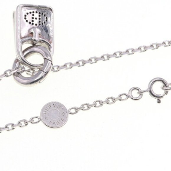 HERMES Sterling Silver 925 Necklace Evelyn Amulet Pendant Choker 25mm - Picture 3 of 7